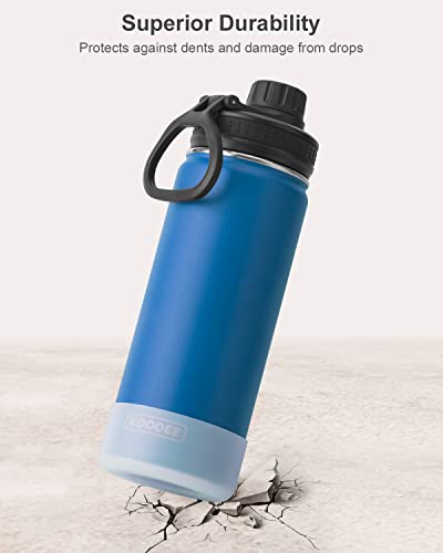 Image of koodee Insulated Water Bottle 2 Pack-18 oz Stainless Steel Vacuum Metal Sports Water Bottle with Leakproof Spout Lid (Navy-Grass Green)
