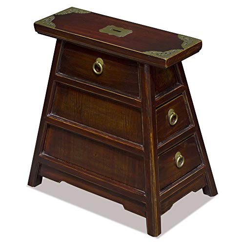 Chinafurnitureonline Dark Brown Elmwood Chinese Barber's Bench With 3 Drawers #TOP1