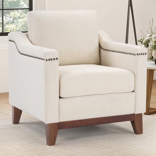 HAOMARKETS Vintage Upholstered Armchair with Nailhead Trim and Solid Wood