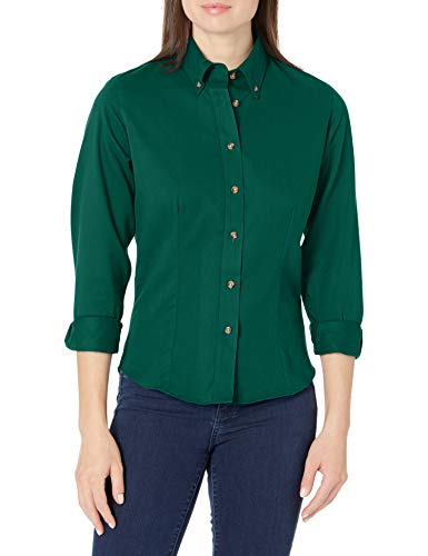 Lee Women's Dual Action Long Sleeve Work Shirt, Emerald, X-Small