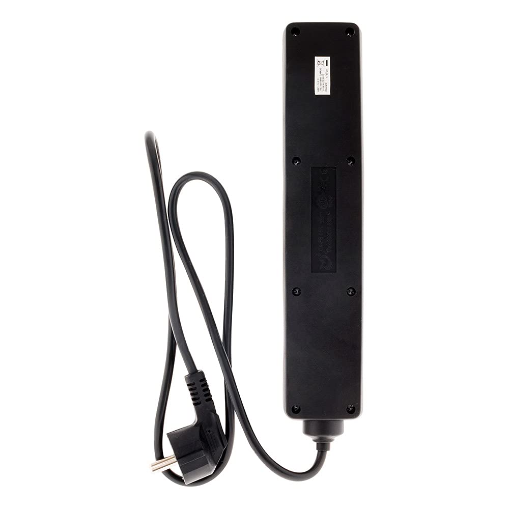 Zenitech - Listwa Zasilająca 5-Gniazdowa 16A z Wyłącznikiem - Czarna - Zabezpieczenie Dzieci - Certyfikat NF - Kabel 1m HO5VV-F 3G1 mm² - Idealna do Urządzeń i Oświetlenia