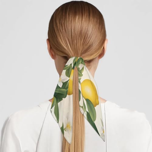 Cartoon Lemon Leaves Fashion Hair Scarf Lightweight Silk Feeling Head Scarf Square Bandanas for Women2