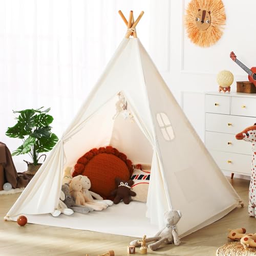 wilwolfer Kids Teepee Tent for Girls or Boys with Carry Case, Foldable Play Tent for Toddler Suit for Indoor and Outdoor Play, Protable Kids Playhouse Children Tent(Mat not Included)