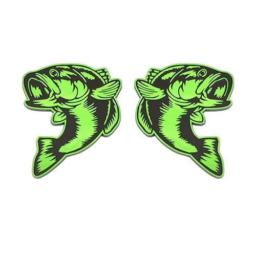Image of Bass Emblem 3D Fish Badge - Custom Car Sticker for Car, Truck, SUV, Trunk, Hood, Fender - Set of 2 (Green)