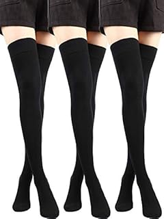 3 Pairs Thigh High Socks Over The Knee Socks for Women Boot Sock Winter Leg Warmer High Stocking Long Knit, Medium
