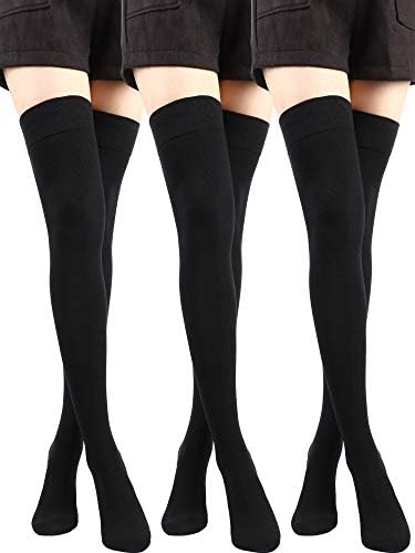 SATINIOR Extra Long Socks Thigh High Cotton Socks Extra Long Boot Stockings for Girls Women