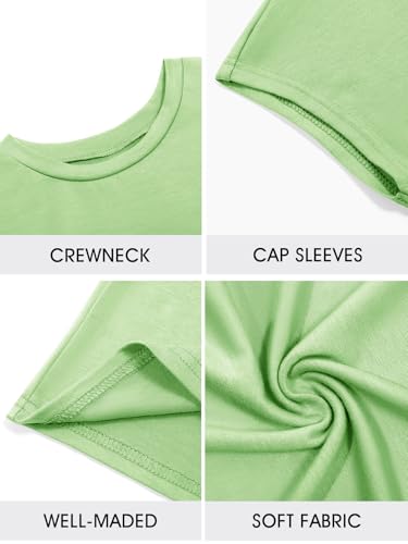 Image of Imily Bela Girls Short Sleeve T Shirts Crew Neck Cap Sleeve Tank Tops Casual Loose Summer Shirt Kids 5-14 Years