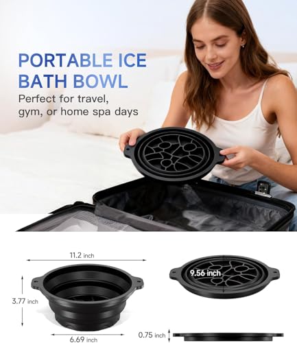 Image of Ice Face Bath Bowl with Ice Roller Scrubber | Foldable Silicone Facial Ice Bath Tub for Skin Tightening & Pore Minimizing | Cold Therapy Bowl for Face Depuffing, Glow & Acne Care | Reusable Beauty Ice Mask Kit (MultiColor) (Facel Bowel HEXA Brush)