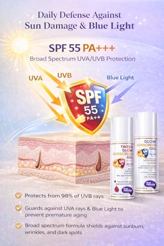 Image of Get Nectar Happiness SPF 55 PA+++ Combo | Tinted Sunscreen + Glow Sunscreen Gel | Broad Spectrum UVA & UVB Protection | No White Cast | non-greasy | Suitable for All Skin Types (Pack of 2, 50ml Each)