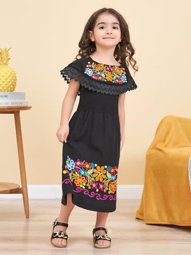 Image of Mexican Dress for Girls Traditional Vestidos Mexicanos Cinco de Mayo Embroidered Dresser Toddler Kids