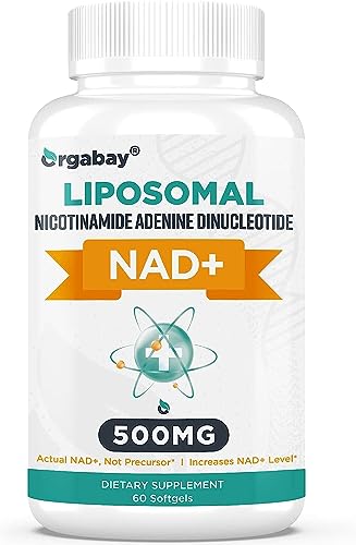Orgabay Liposomal NAD+ 500 mg Suplemento, Boost NAD+ con TMG 250 mg, Actual NAD Plus Más eficiente que el suplemento NAD regular, 60 cápsulas blandas