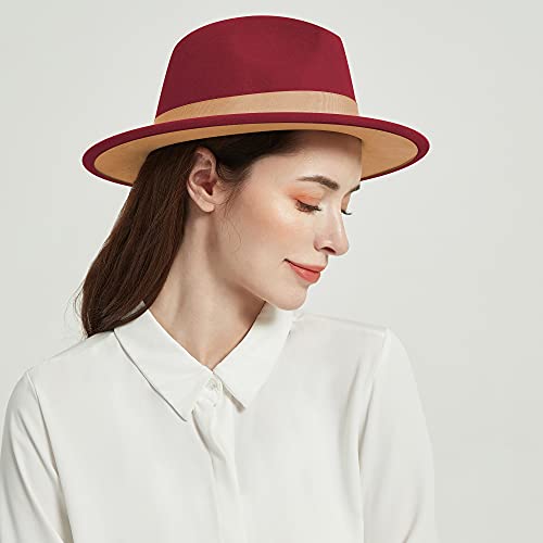 Image of Womens & Mens Fedora Hats, Wide Brim Fedora Hats for Women Men