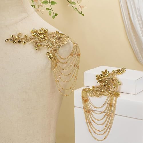 Patchs épaule couture strass perlé pour customisation accessoires DIY robe