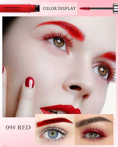 Eyebrow Mascara Gel, Eye Brow Glue, Long-lasting Waterproof Quick Drying Red Tinted Brow Gel Colored Mascara, Tinted Eyebrow Filler, Volumizing Enhance Brow Mascara for Women-09 Red - Image 3