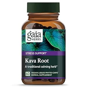 Gaia Herbs Kava Kava Root, Vegan Liquid Capsules, 60 Count – Supports Emotional Balance, Calm & Relaxation, Guaranteed Potency 75mg Active Kavalactones