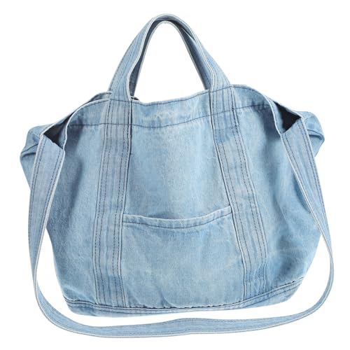 Paquet à main chic en tissu denim à grosse capacité