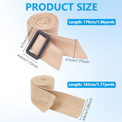 PLIGREAT 2 Pack Women Wind Coat Waist Belt Khaki Trench Waistband Replacement Wide Tie Waist Belt with Adjustable Buckle Polyester Waistband Belts for Coat Windbreaker Jacket Dress2