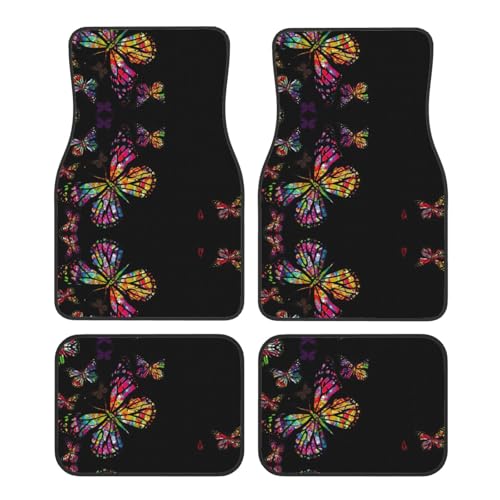 Tapis de voiture papillon universels : lot complet de 4 pièces pour auto