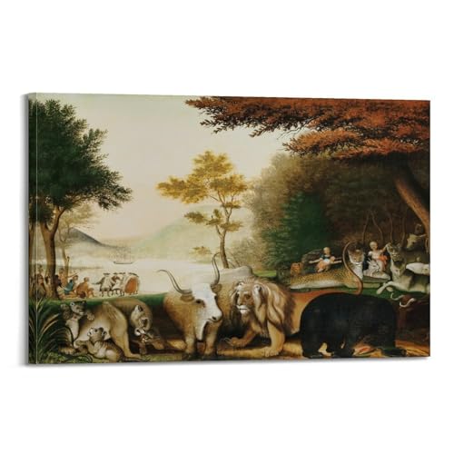 Impression sur toile The Peaceable Kingdom Edward Hicks pour salon 60x90cm