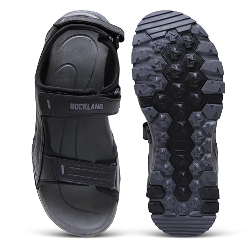 Image of GIBBON'S Men's Outdoor Sports Sandals with Adjustable Velcro Straps | Lightweight Comfortable Trekking Sandals | Anti-Slip Durable Sole | Casual Walking Hiking Sandals for Men