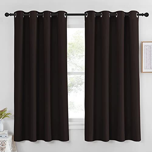 NICETOWN Blackout Window Drape and Curtain - (Toffee Brown Color) Window Treatment Panel for Home Theater, Noise Reducing Drape/Drapery, 52 inches Wide by 63 inches Long, 1 Piece