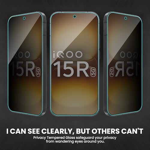 Image of FIRST MART Privacy Tempered Glass for iQOO 15R, 2 Pack | Anti-Spy 9H Screen Protector, Edge-to-Edge, Case-Friendly, Scratch Resistant, Bubble-Free