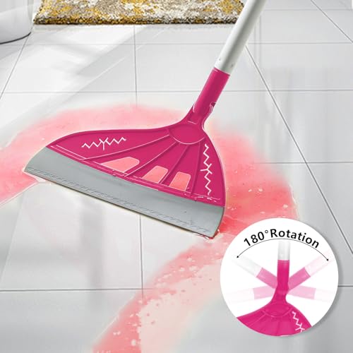Image of AIr Broom Sweeper, Multifunction Replaceable Silicone Broom, Household Squeegee for Floor Cleaning, Bathroom, Pet Hair, Dog Broom Brush Set (Bright Pink)