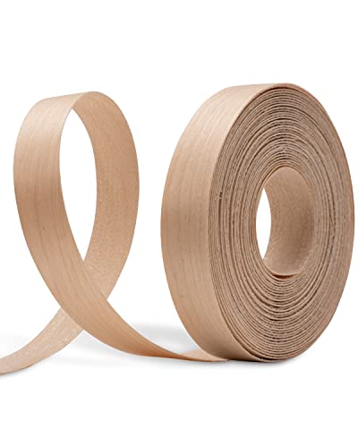 Image of FAKILO Birch Edge Banding 3 /4 inch x 25 ft Real Wood Veneer Plywood Edge Banding Iron-on Pre-glued Veneer Edging Tape for Cabinet Repairs Furniture Restoration