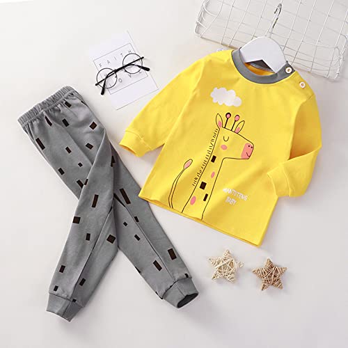 Toddler Kids Boys Girls Long Sleeve Animals Prints Pa𝗷amas Set Giraffe Tops Pants Loun𝗴e Outfit Soft Slee𝗽 N𝐢ghtwear2