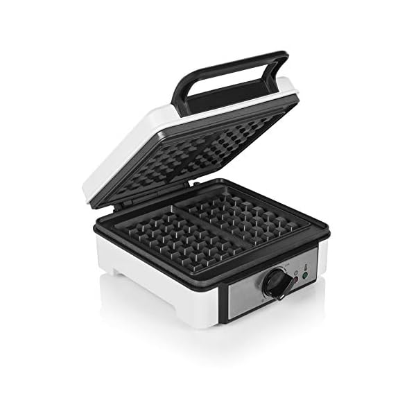 Princess Waffeleisen 132397, Belgische Waffelform, 1200 Watt, 0,75m Kabellänge, 19,8x19,5cm Backform, regelbare Heizstufe, antihaftbeschichtet, Silber, Schwarz, 01.132397.01.001