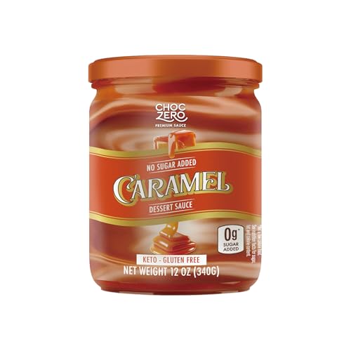 Choczero Keto Caramel Sauce, No Sugar Added, No Artifical Sweeteners, Low Carb Dessert & Coffee Topping, Gluten Free, 12 Oz Jar
