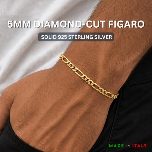 Image of KISPER Gold Chain Bracelet for Men 5mm Plated 925 Sterling Silver