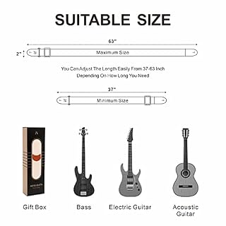 Sangle de Guitare avec Pochette Médiator – Sangle Guitare en Coton avec extrémités en cuir pleine fleur pour Basse… - Les Beatles, Paul McCartney, John Lennon, RIngo Starr, George Harrison Sangle de Guitare avec Pochette Médiator - Sangle Guitare en Coton avec extrémités en cuir pleine fleur pour Basse… – Image 5