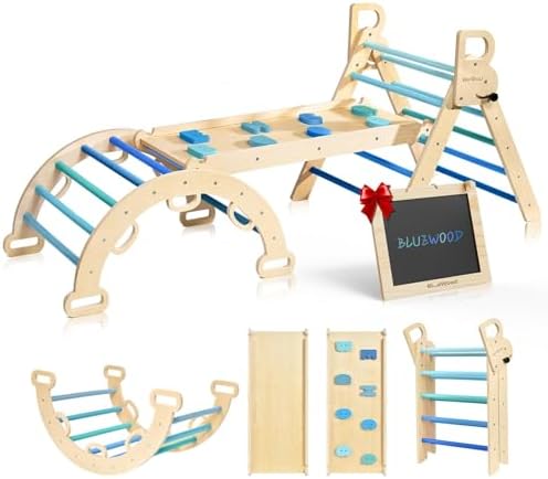 BlueWood Pikler Triangle Set, Foldable Toddler Climbing Toys