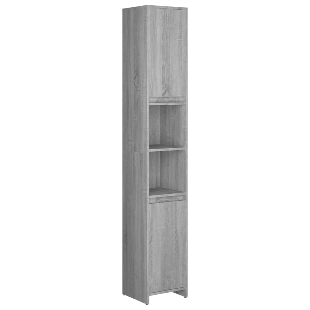 vidaXL Armario de Baño Mueble Lavadora Estante Aseo Colada Inodoro Ducha WC Bañero Almacenamiento Madera Contrachapada Gris Sonoma 30x30x183,5 cm