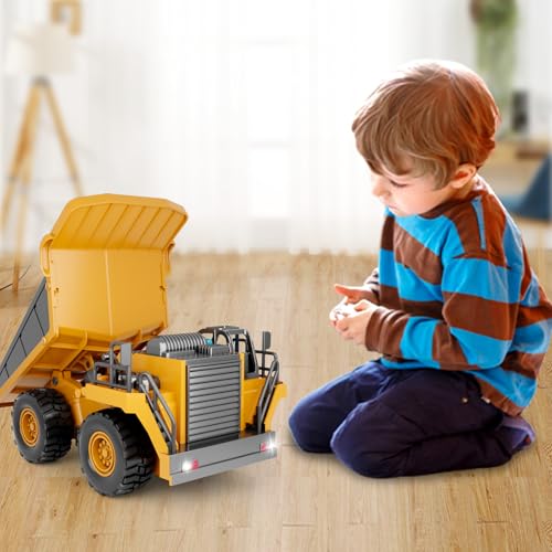 Image of Dwi Dowellin Remote Control Dump Truck Toys for Boys 4-7,Construction Rc car with Lights /Sounds for Kids Age 8-12 Year Old,Ideal for Boys Age 3+