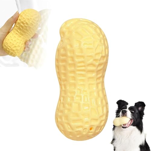 ZhangyiHot Yellow Squeaky Dog Chew Toys,Indestructible Tough,Interactive Dog Toys for Teething Boredom, Peanut for Extreme Chewers, Toothbrush Dental Care Dogs （12.5cm*5.5cm）