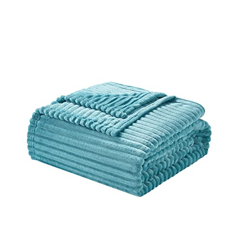 Image of Nestl Blanket Twin Size for Bed - Cozy Warm Fuzzy Blankets for Women, Plush Small Fleece Throws for Girls - Teal Blue, 66 x 90 Inches