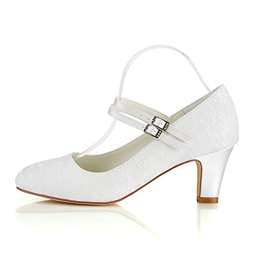 Emily Bridal Seide Hochzeit Schuhe Vintage Round Toe Mary Jane Brautschuhe Elfenbein Hochzeit Gast Schuhe – Bild 3