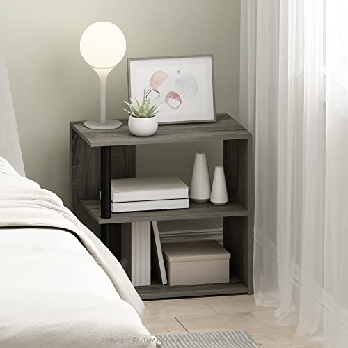 Image of Furinno Romain Side Table, 2-Tier End Table with Open Shelf, Night Stand, Bedside Table, for Living Room, Bedroom, French Oak