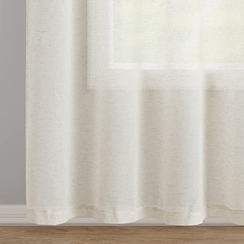 Sheer Curtains 63 Inch Length 2 Panels, Natural Linen Curtains Shabby Chic Curtains For Kids Nursery Girls Bedroom Rod Pocket Light Filtering Window Curtains Casual Farmhouse Decor, 52X63, Blue Ruffle #TOP5