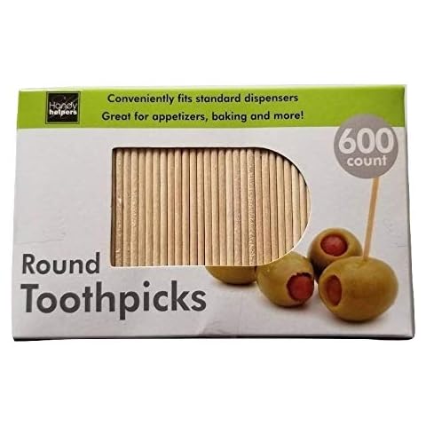 Handy Housewares 600-Count Round 2.5" Long Wooden Toothpicks - Great for Appetizers, Baking and more! (1-pack (600 pcs)) Cover