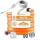 Ficstar 25FT Heated Water Hose for RV, Heated Drinking Water Hose Antifreeze to -45°F, Water Heater Thermostat with Self-regulating Function, 5/8' I.D. with 3/4' GHT Adapter, Lead and BPA Free,No Odor
