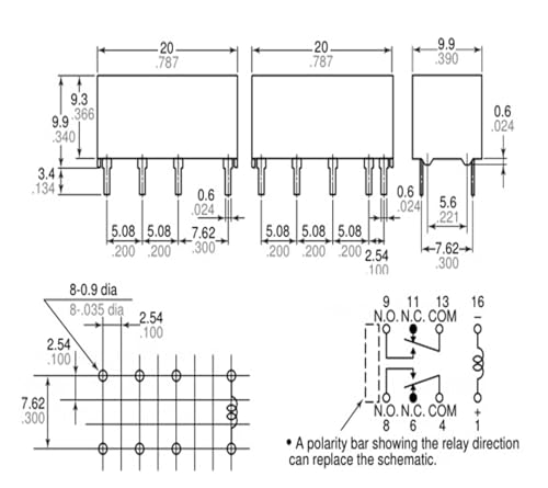 Relais RSB-12-S DS2-12V-2A 8 broches composant pour circuit imprimé - 2