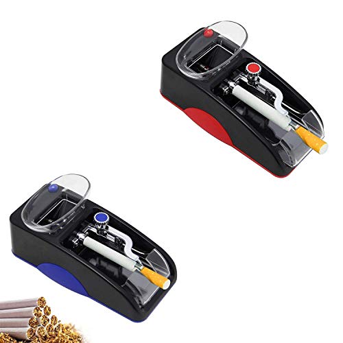 NEWTRY Two Red & Blue Cigarette Rolling Machine Electric Automatic Injector Mini Tobacco Roller Maker Cigarette Maker DIY Smoking Tool for Cigarette Making(Including Blue and red)