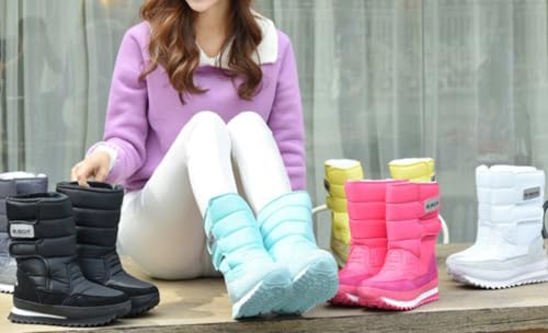 ZQW Women's Winter Snow Boots Thermal Faux Fur Lined Hook and Loop Boots Waterproof Chunky Platform Shoes Outdoor for Skiing3