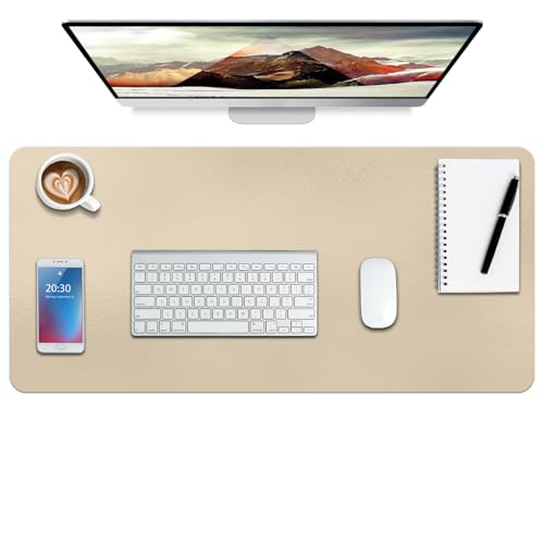 Boutilon Schreibtischunterlage aus Leder, rutschfeste Mauspad-Unterlage, wasserdicht, aus PU-Leder, Schutzmatte für Schreibtisch, für Büro, Home-Office-Deko, Gold, L, 89 x 43 cm