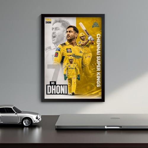 Image of Funk You Store MS Dhoni Framed Poster | Thala Captain Dhoni 7 Wall Art | CSK Edition | Cricket Legend | Premium Sports Decor for Cricket Fans | Motivational Wall Poster (F 180)