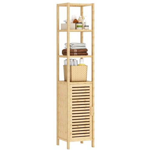 SDHYL Armadio a colonna con 4 ripiani 34 x 33 x 170 cm con anta con veneziana Mobili portaoggetti per soggiorno, cucina, corridoio, camera da letto e bagno