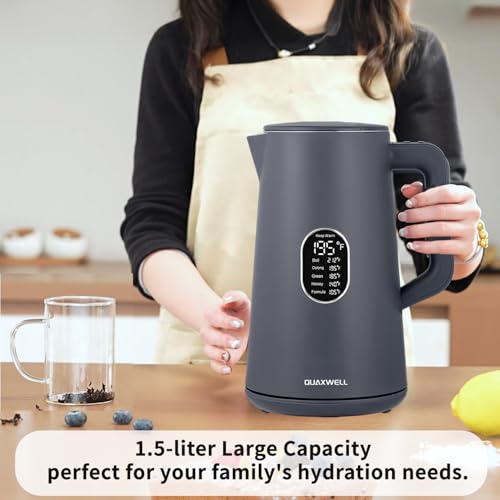 Image of 1.5L Electric Kettle Temperature Control,Gray | Double Wall Cool Touch Teapot, Fast Boil, 5 Temperature Control, LED Display, Auto Shut-Off & Keep Warm